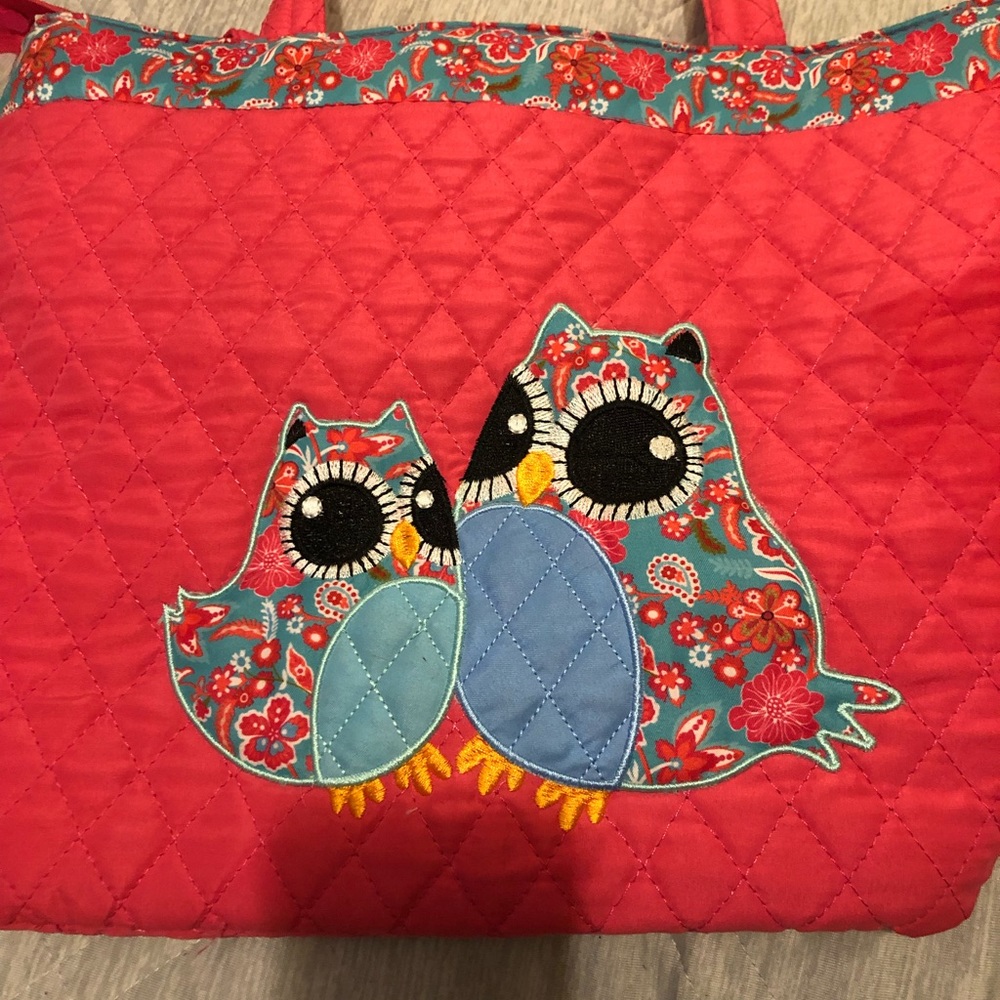 Cute pink owl tote bag